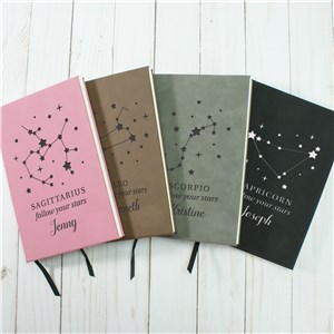 Personalized Zodiac Sign Constellations Leather Journal