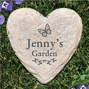 Engraved Garden Butterfly Large Heart Garden Stone