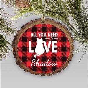 Personalized All You Need Is Love Wood Round Ornament
