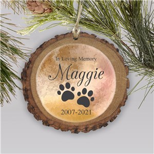 Personalized In Loving Memory Watercolor Background Wood Round Ornament