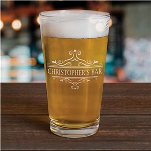 Engraved Elegant Scroll Pint Glass