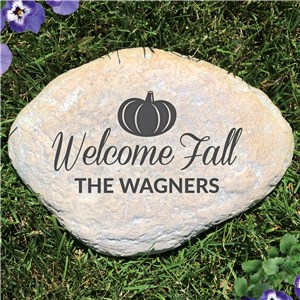 Personalized Welcome Fall Pumpkins Garden Stone