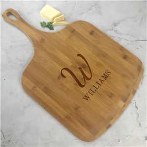 Engraved Family Initial and name Bamboo Pizza Board