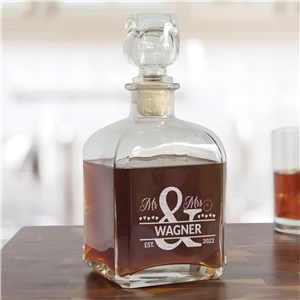 Engraved Mr and Mrs Ampersand Decanter