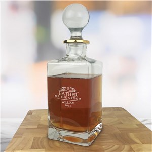 Engraved Wedding Party with Flourish 32 oz Gold Decanter