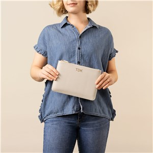 Engraved Initials Vegan Leather Clutch