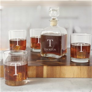 Engraved Initial Over Name Decanter Set