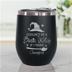 Engraved Basic Witch Stemless Wine Tumbler