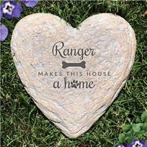 Engraved Makes This House a Home Large Heart Garden Stone