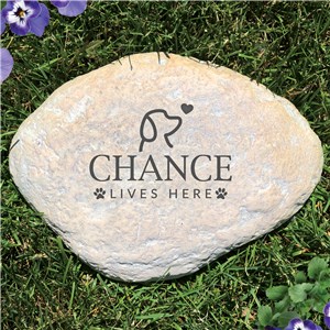Engraved Puppy Profile with Heart Large Garden Stone