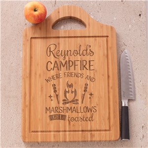 Engraved Campfire Friends & Marshmallows Cutting Board