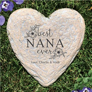 Engraved Best Nana Ever Large Heart Garden Stone