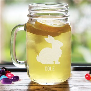 Engraved Bunny Silhouette with Name Mason Jar