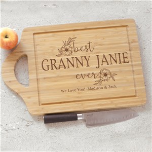 Engraved Best Ever with Flowers Cutting Board