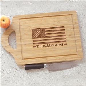 Engraved Flag with Family Name Cutting Board