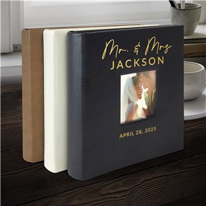 Engraved Mr & Mrs with Family Name and Custom message line Photo Album