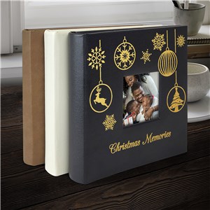 Engraved Christmas Memories with Ornaments NON PERS Leatherette Photo Album