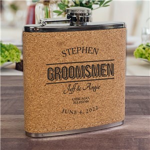 Engraved Groomsmen Name & Date Cork Flask