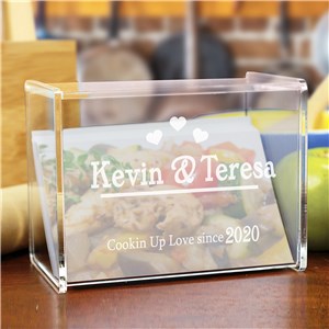 Engraved Cookin Up Love Acrylic Recipe Box