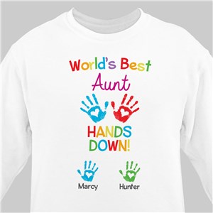 Personalized World's Best Hands Down White Sweatshirt