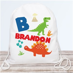 Personalized Dinosaur Drawstring Bag