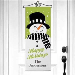 Personalized Happy Holidays Snowman Wall Hanging