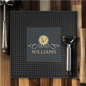 Personalized Family Name Square Printed Bar Mat