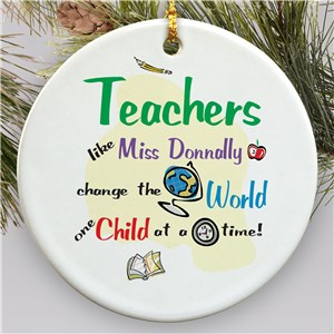 Personalized Teacher Holiday Ornament | Ceramic