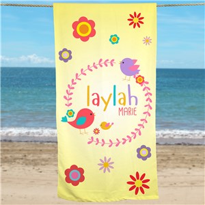 Personalized Flowers Beach Towel