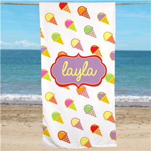 Personalized Ice Cream Beach Towel