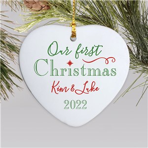 Personalized Our First Christmas Heart Ornament