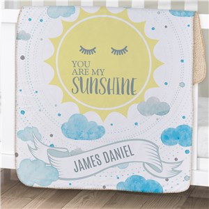 Personalized You Are My Sunshine Sherpa Baby Blanket