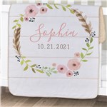 Personalized Wreath Sherpa Blanket for Baby U12258114
