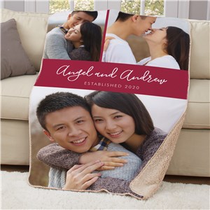 Personalized Couples Established Photo Sherpa Blanket