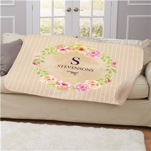 Personalized Floral Spring Sherpa Blanket