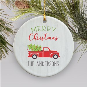 Personalized Merry Christmas Truck Ornament