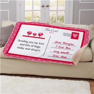 Personalized Love & Romance Postcard Sherpa Blanket