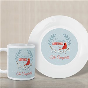 Personalized Seasons Greetings Plate And Mug Set