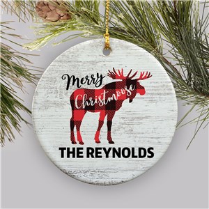Personalized Merry Christmoose Round Ornament 