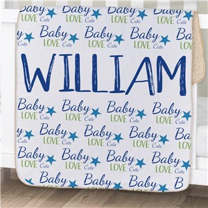 Personalized Baby Boy Words Sherpa Blanket