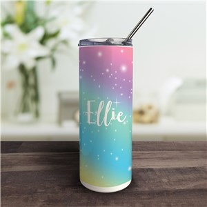 Personalized Rainbow Tumbler with Straw