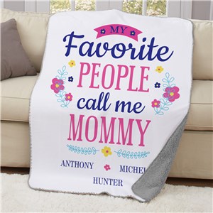 Personalized My Favorite People Call Me Floral Sherpa Blanket 50x60