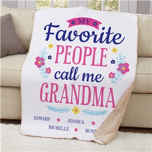 Personalized My Favorite People Call Me Floral Sherpa Blanket