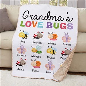Personalized Love Bugs 50x60 Sherpa Blanket