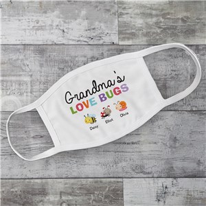 Personalized Grandma's Love Bugs Adult Face Mask