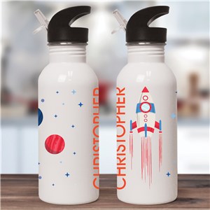 Personalized Rocket Ship With Planets Water Bottle