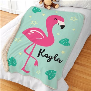 Personalized Flamingo Sherpa Blanket