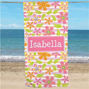 Personalized Floral Pattern Beach Towel