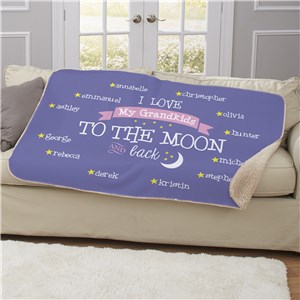 Personalized I Love My Grandkids To The Moon & Back Sherpa Blanket