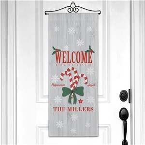 Personalized Welcome Candy Canes Wall Hanging